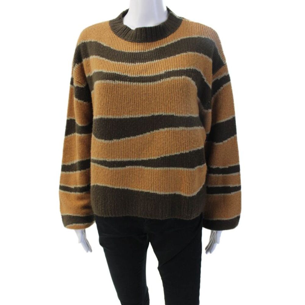 Arthur Unisex Pullover Sweater Striped Brown Crew Acrylic Long Sleeve Size 6